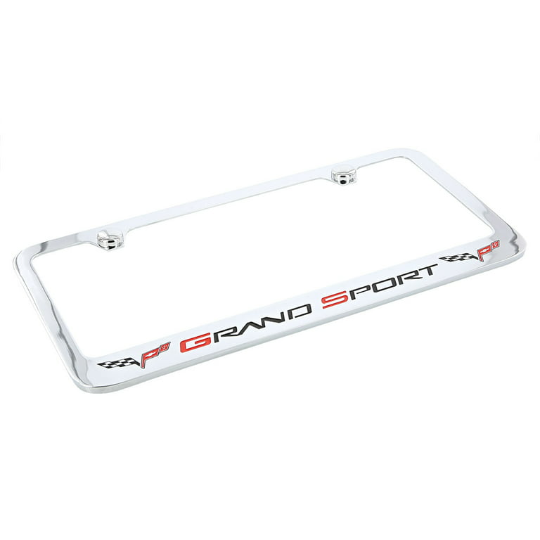 Chrome & Wide Chevrolet Corvette C6 Grand Sport Metal License Plate Frame Holder 